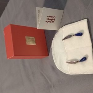 James Avery Retired Rare delicate forged ear hooks with lapis